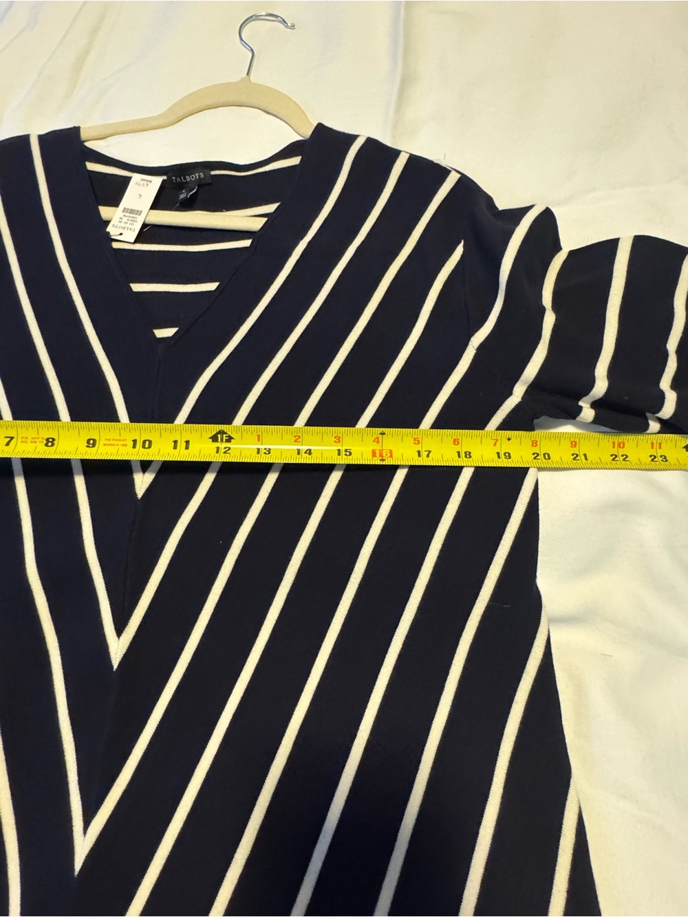 NWT Talbots Navy & White Striped V-Neck Sweater L